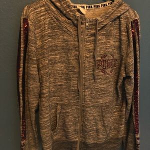 PINK glittery pink zip sweater